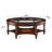 Wexford Collection Oval Glass Coffee Table with Solid Wood Frame & Storage Shelf, Mid Century Modern Oval Center Table for Living Room, Tempered Glass Top Cocktail Table with Carved Legs, Cherry Brown