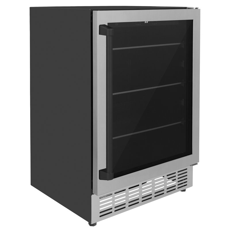 ZLINE 24" Stainless Steel Beverage Fridge with Matte Black Handle