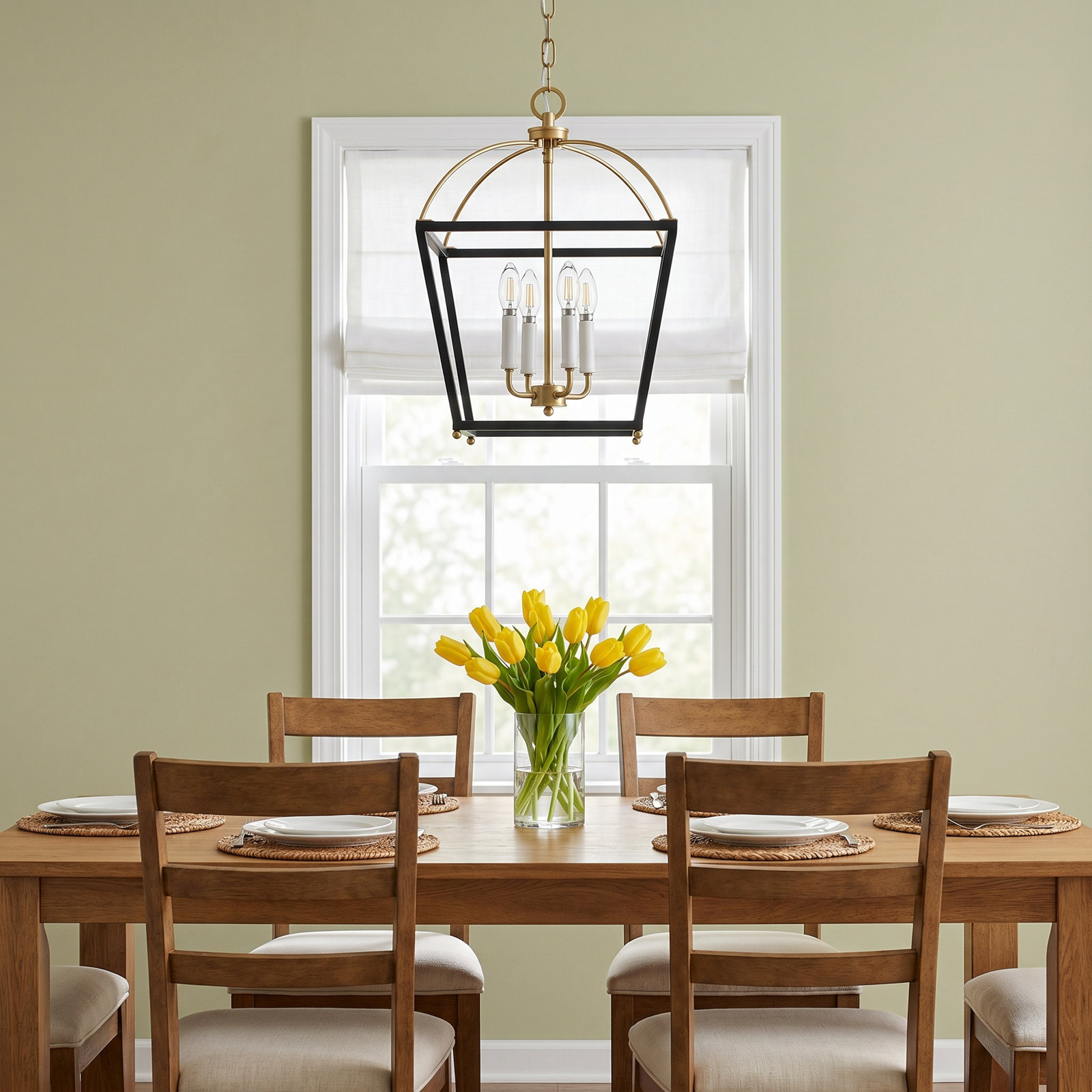 Tate 4-Light Chain-Hung Two-Tone Pendant, 19.25" H x 19.25" W x 12" D