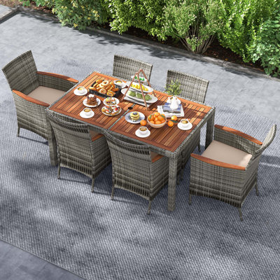 Allye Rectangular 8 - Person 75" Long Dining Set with Cushions by Lark Manor