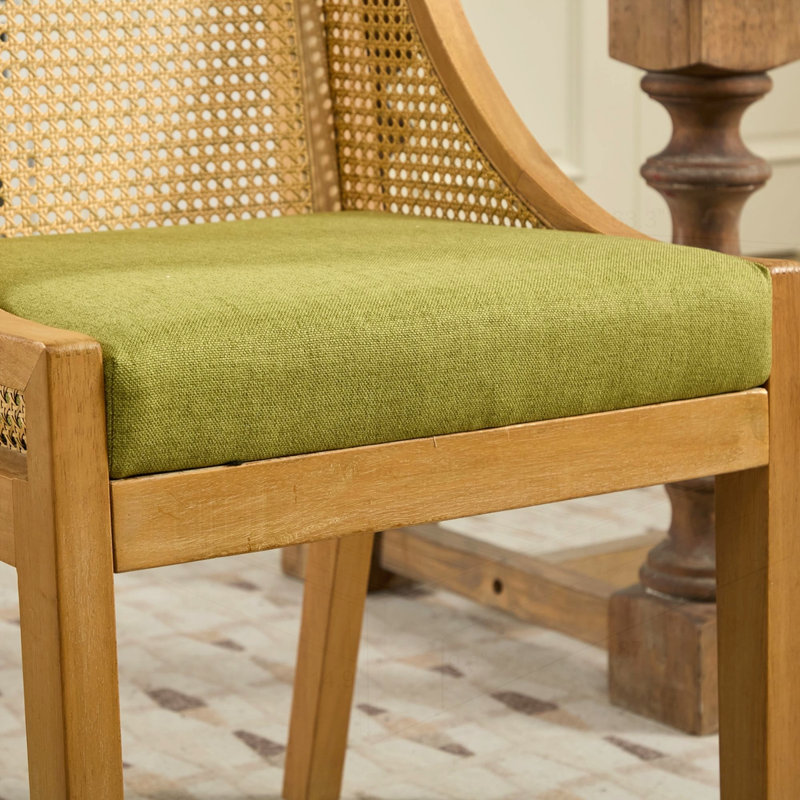 Chaises de salle à manger en rotin, Vert olive