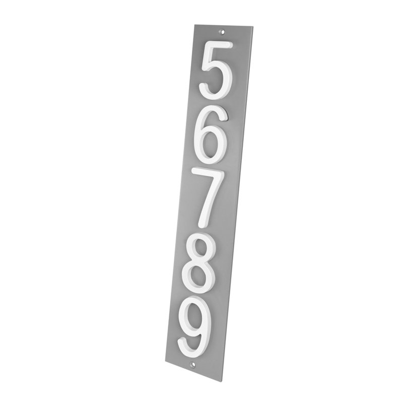 Plaque d'adresse verticale Amgo, Blanc, Gris, Oui