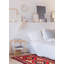 Tapis rouge en laine noué à la main de conception unique 3 pi 6 po x 6 pi 11 po New Age