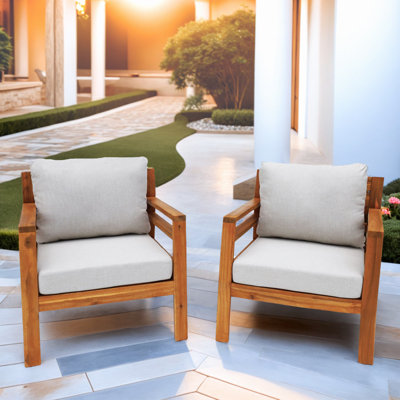 Oketa Acacia Wood Patio Chair With Cushions