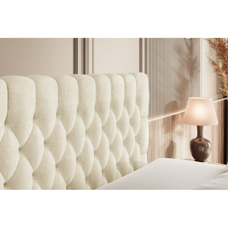 Bed, 120cm W x 200cm D, Beige
