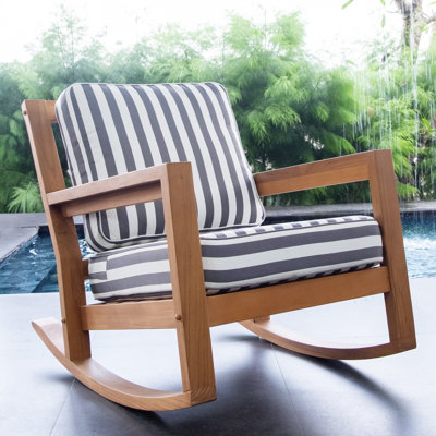 Kenyla Yale Teak Outdoor Rocking Chair With Cushions