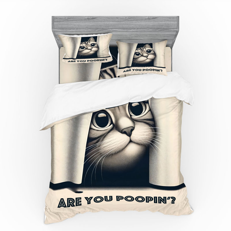 Ensemble de literie pour chat Ambesonne et ivoire bleu foncé, King Duvet Cover + 3 Additional Pieces