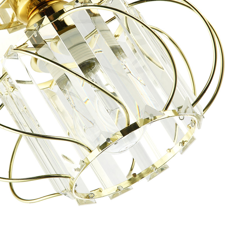 Modern Polished Ceiling Light Fitting With Clear Crystal Glass By Happy Homewares, Gold