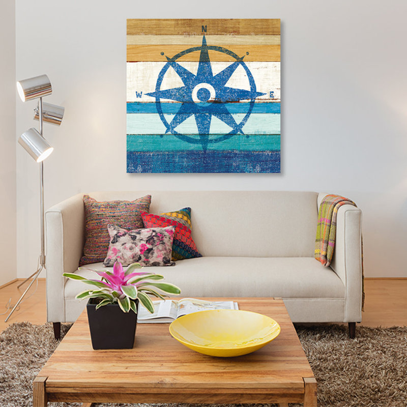 «Beachscape Series: Compass I», impression sur toile, H 12 po x l 12 po x P 1,5 po, Toile tendue, Pas de tapis