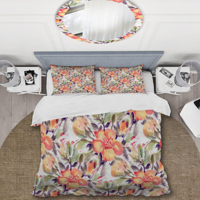 Fleurs et feuilles d'oranger - Ensemble de housse de couette Cabin & Lodge