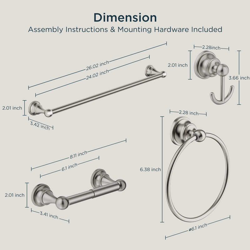 Forious Bathroom Hardware Set, Brushed Nickel