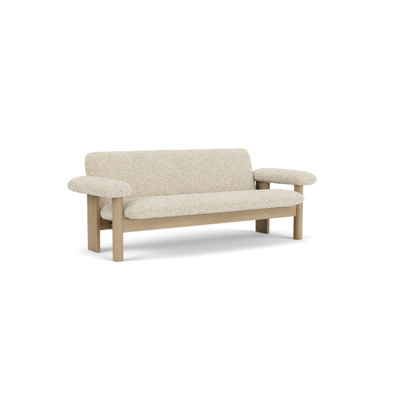 Brasilia Loveseat, Sahara Sheepskin, Natural Oak
