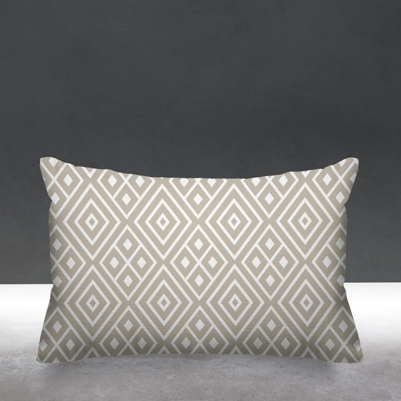 Nina Geometric Outdoor Reversible Throw Pillow, Beige