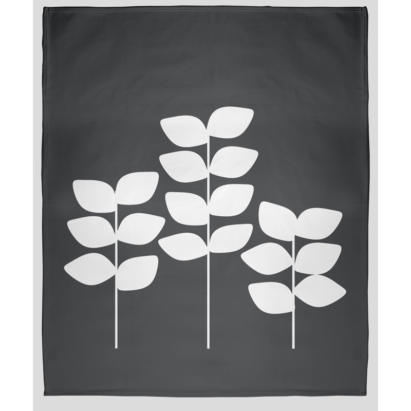 Botanical Blooms Fleece Throw Blanket, 60" W x 80" L, Gray, 1.95
