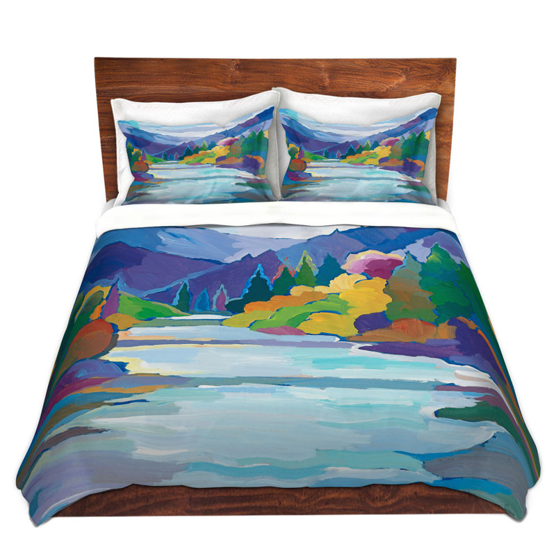 Ensemble de housse de couette stream of promesses, 1 housse + 2 taies très grand lit