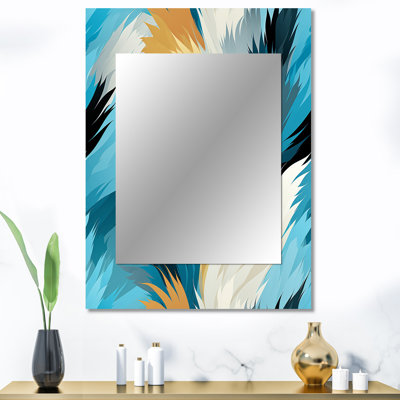 Beekman turquoise contemporain Ikat Fusion - miroir abstrait, miroir mural abstrait unique, impression d'art en métal