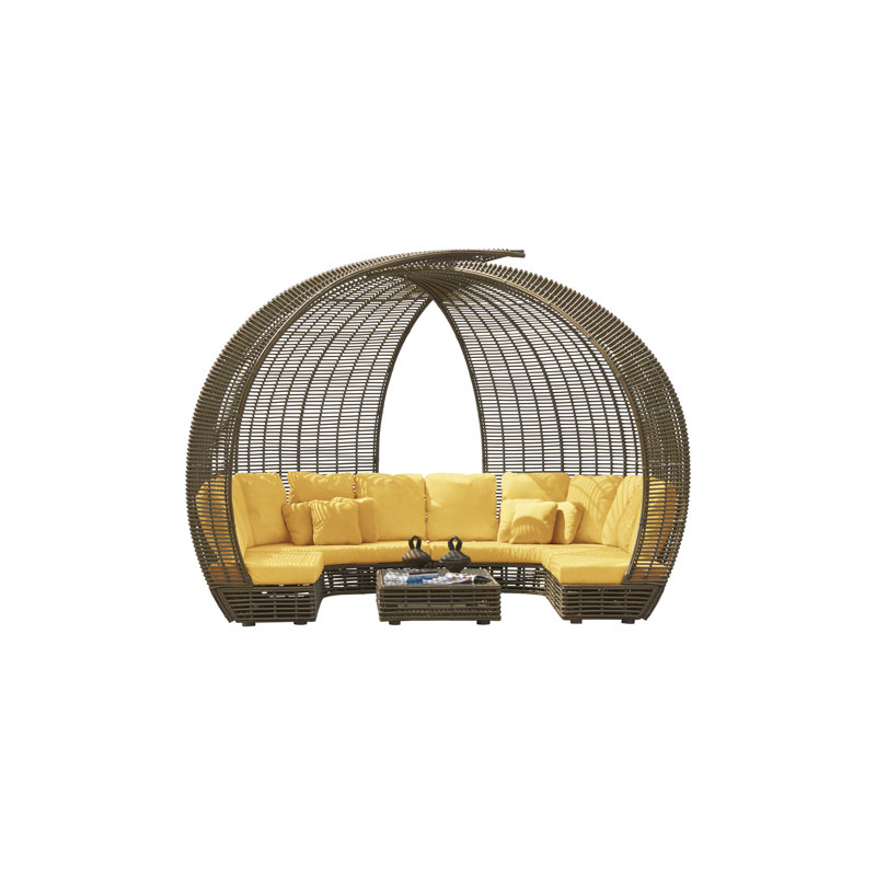 Sparta Outdoor 8 - Seat Patio Sectional, Canvas Brick Sunbrella® Canvas, Kubu Mushroom