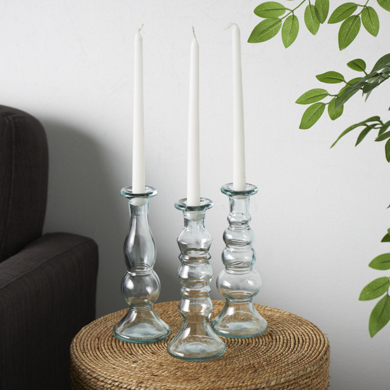  Ensemble de chandelles de table en verre 3 pièces
