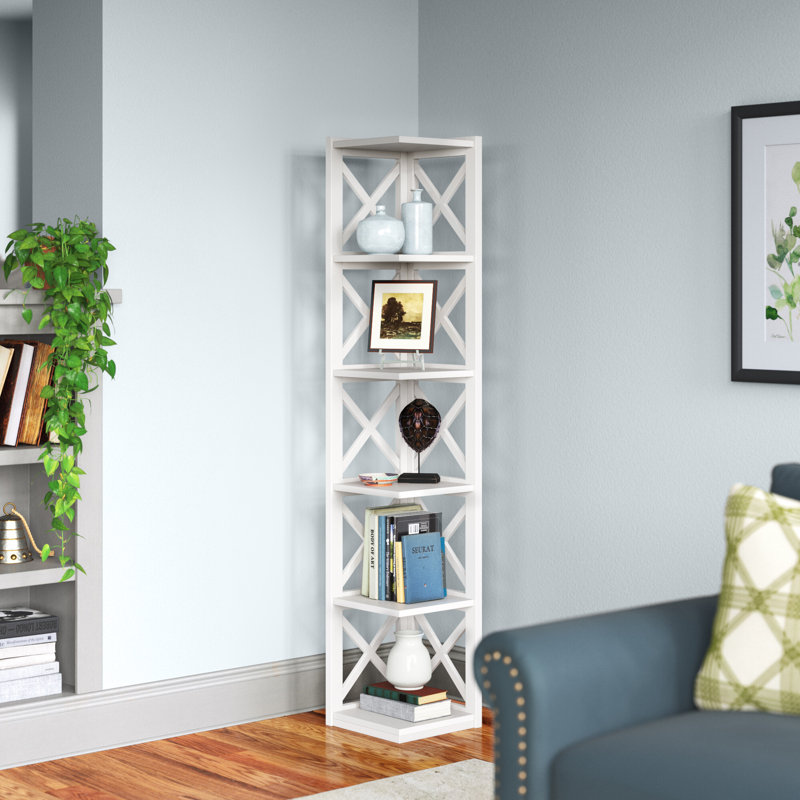 Safuad Corner Bookcase, White