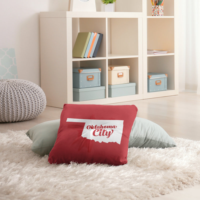Coussin de plancher touffeté, 26 po x 26 po, Rouge, Oklahoma City