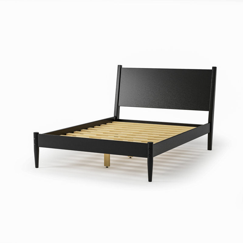 Lit plateforme Ashlie, Lit double, Noir