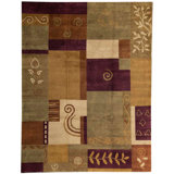 Himalayan Wool Geometric Area Rug in Plum/Khaki