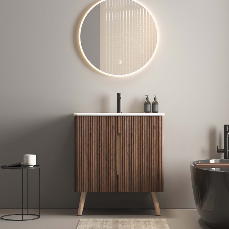 30" Striped Walnut Bathroom Vanity with Sink