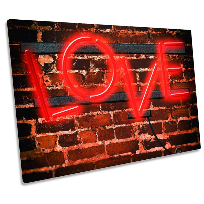 Love Neon Sign Red - Wrapped Canvas Print, 50.8cm H x 76.2cm W x 2cm D