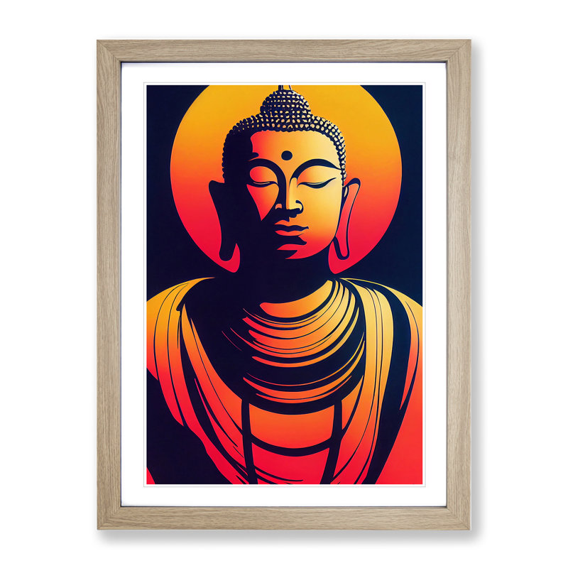 Modern Buddha No.1 Abstract - Framed Print, 34cm H x 25cm W x 2cm D, Oak