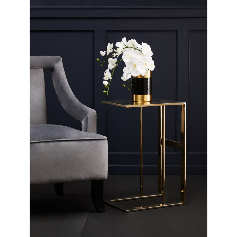Bhodi End Table, White, Gold