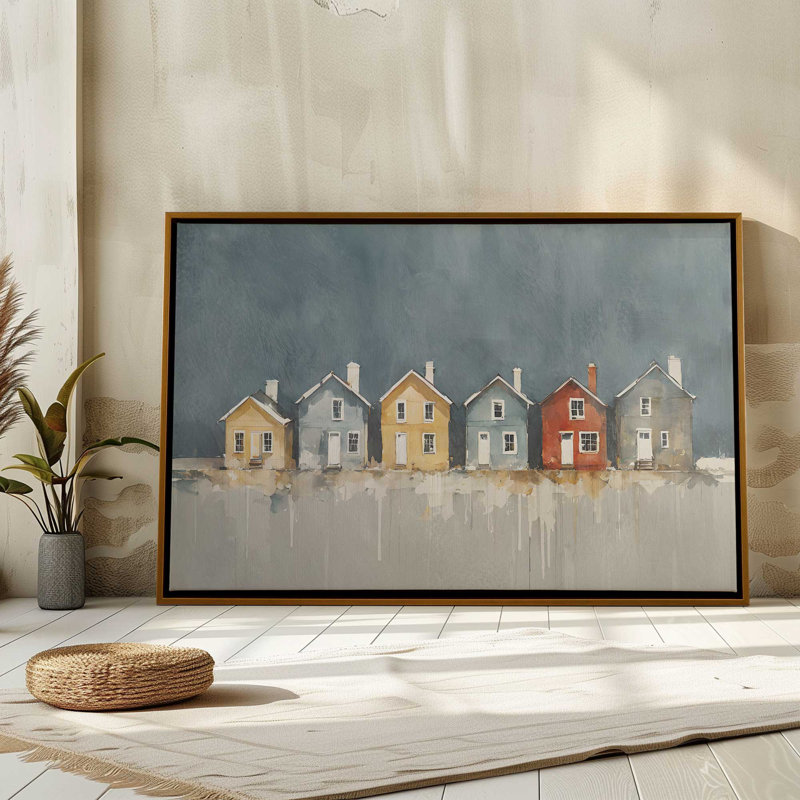 Coastal Cottage Line, H 24,75 po x l 36,75 po, Toile avec cadre, Noir satiné