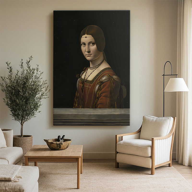 La Belle Ferronnière, toile tendue par Leonardo Da Vinci, 32 x 48