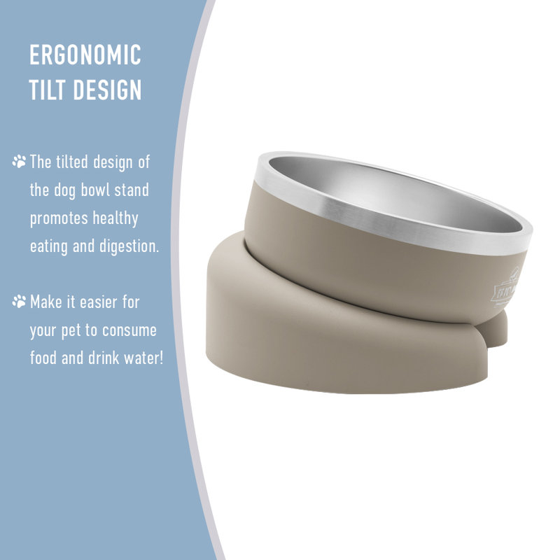 32 Oz Anti-Skid Premium Dog Bowl W/ Slow Feeder, Sand