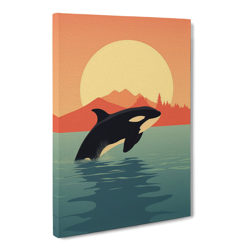 Orca Whale Minimalism - Wrapped Canvas Print, 50cm H x 35cm W x 3cm D