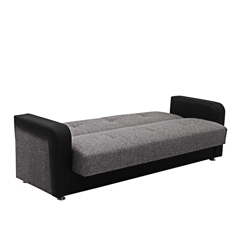 Canapé-lit rembourré convertible avec rangement, Noir/gris