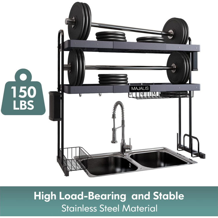 Bextsrack 2 Tier Adjustable Length Over The Sink Dish Rack for