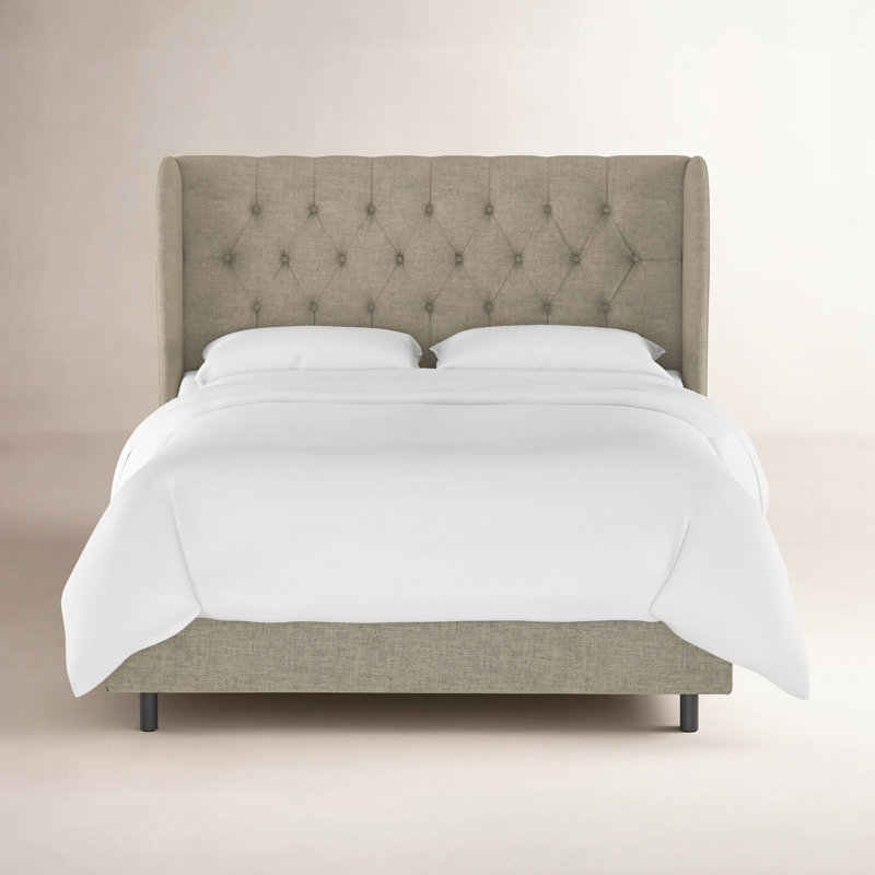 Tomey Upholstered Wingback Bed, California King, Classic Black Performance Velvet