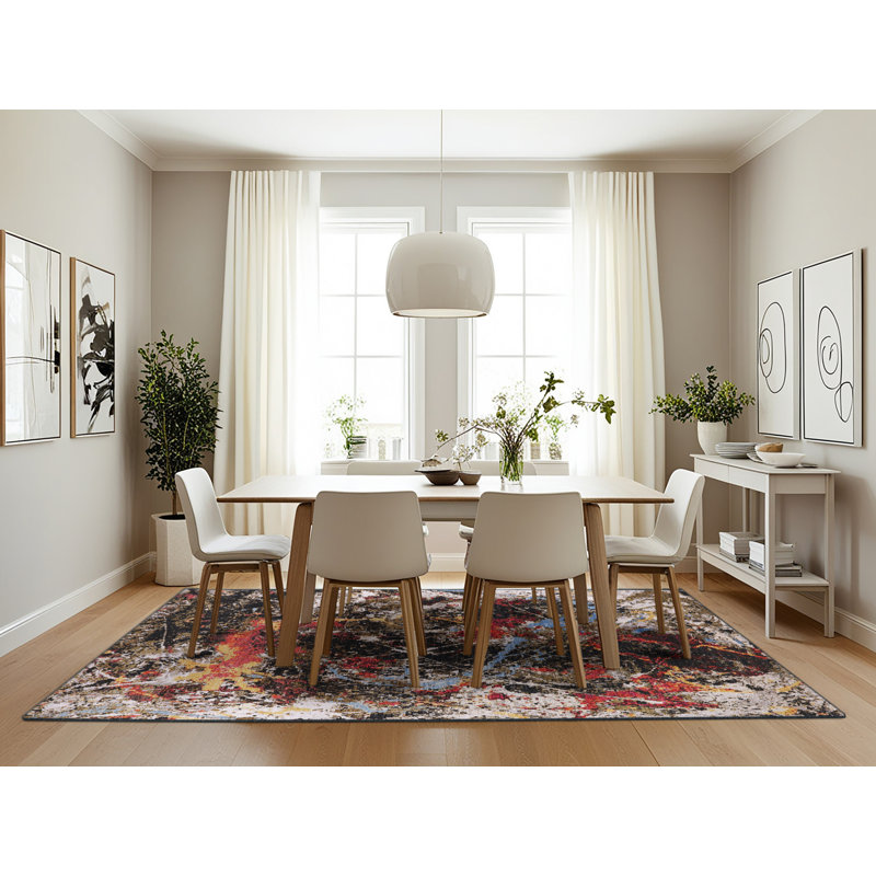 Tapis blanc / rouge / noir Carneatly, Rectangle 7 pi x 10 pi