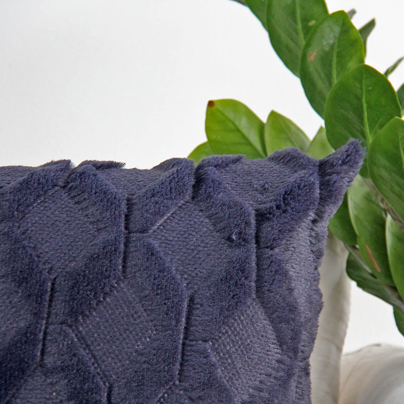 Set of 2 decorative rectangle throw pillows (come with 330g each inserts) size 12"x20" , Navy, 12"H x 20"W, Polyester