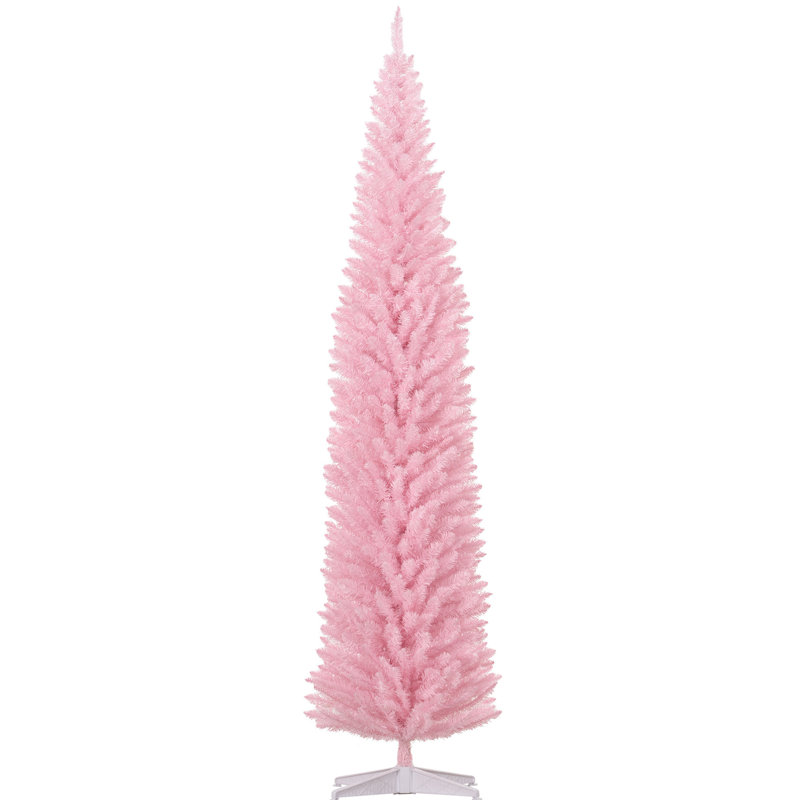 Arbre de Noël rose 8 pi, 618 branches, antidéflagrant, arbre de Noël à assemblage facile, 8 pi