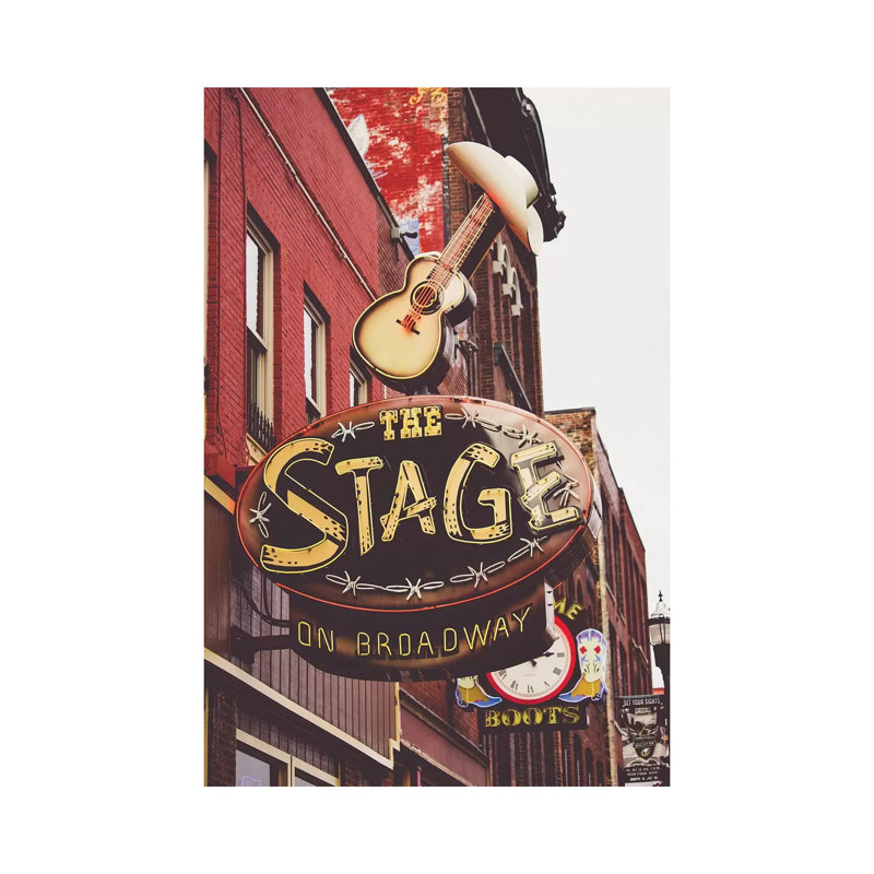 «Nashville Neon Iv» par Ann Hudec, impression sur toile tendue, H 12 po x l 8 po x P 0,75 po
