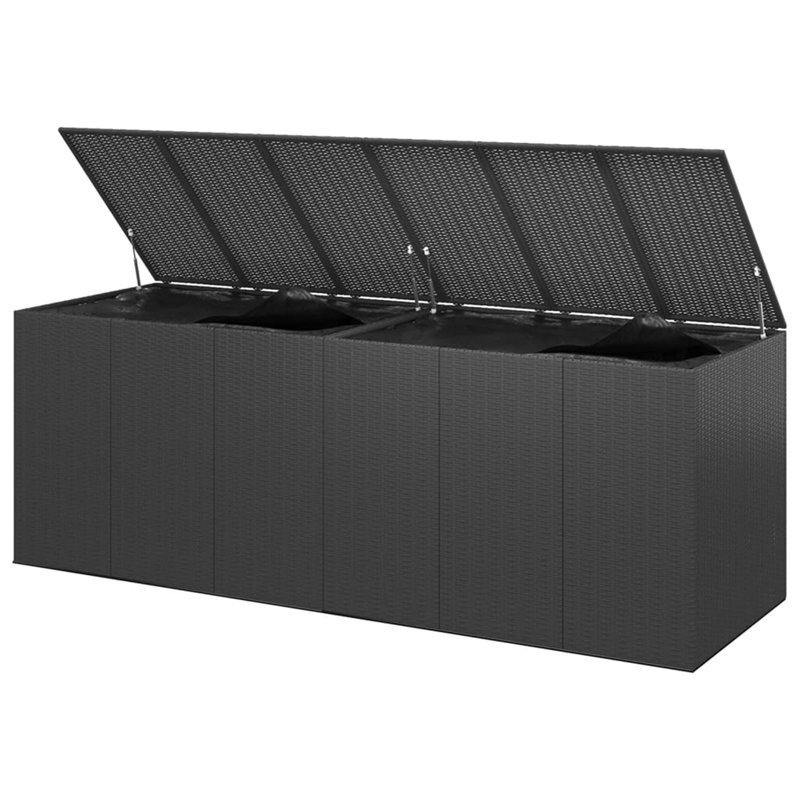 Garden Cushion Box PE Rattan 291X100.5X104 Cm, Black