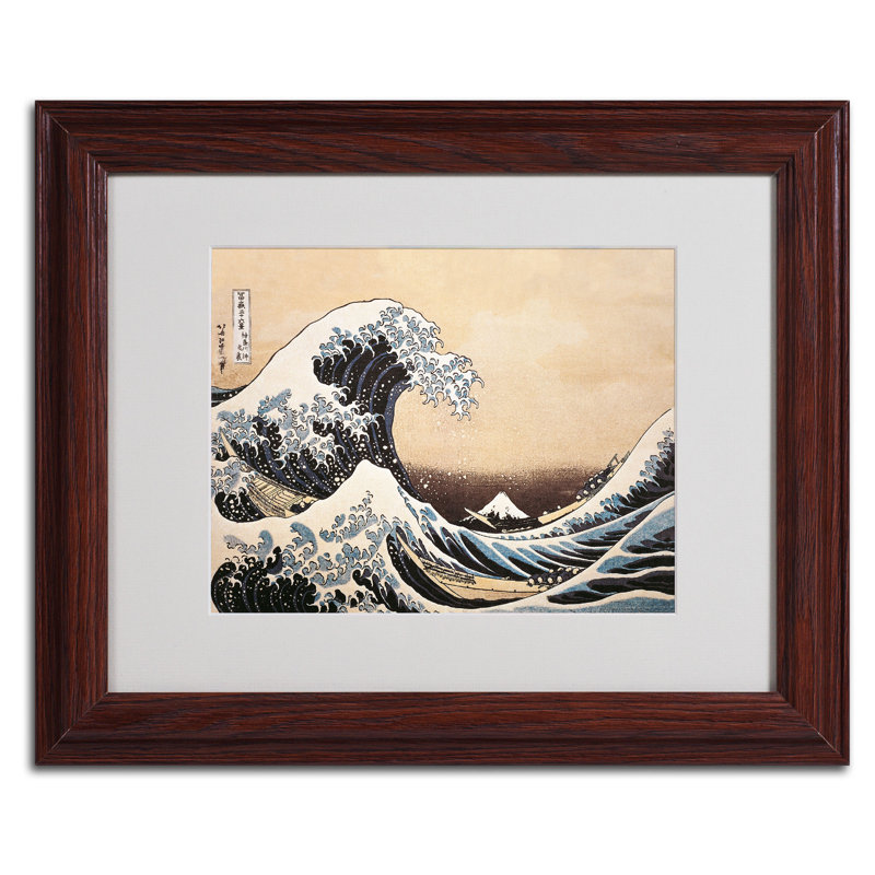 «The Great Wave» par Katsushika Hokusai, reproduction d'art sur toile, H 11 po x l 14 po x P 0,5 po, Brun