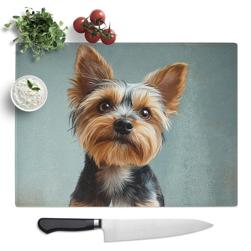 Yorkshire Terrier Artwork Dog  Glass Chopping Board