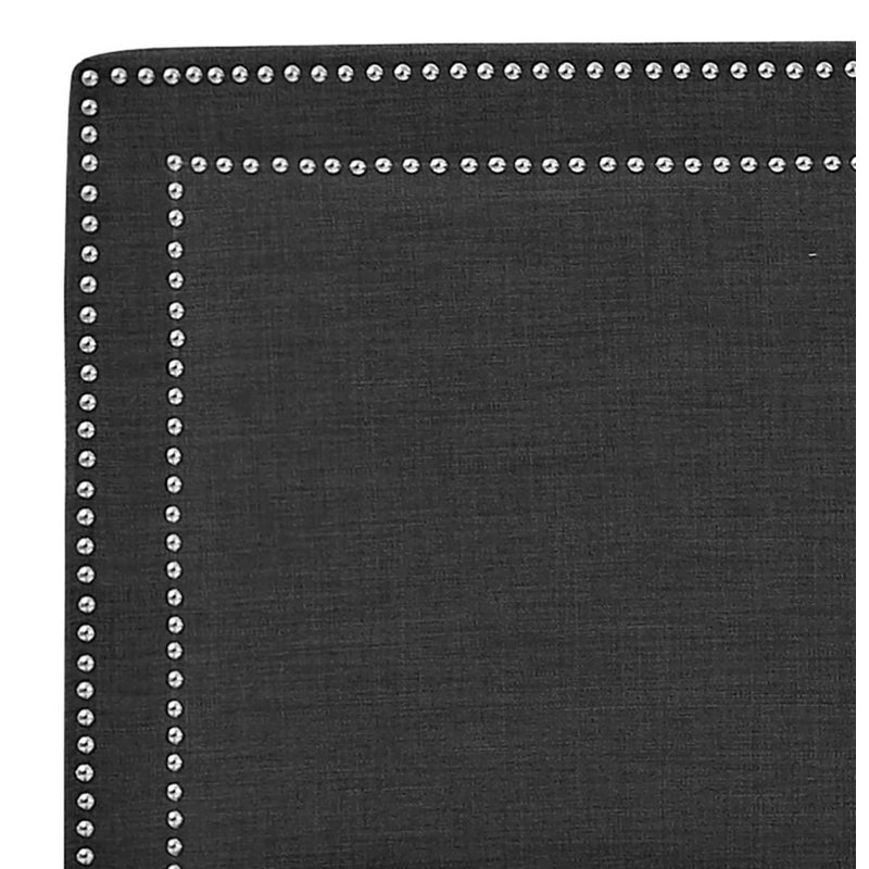 Lit plateforme tapissier Sexton, Lin gris charbon, Grand