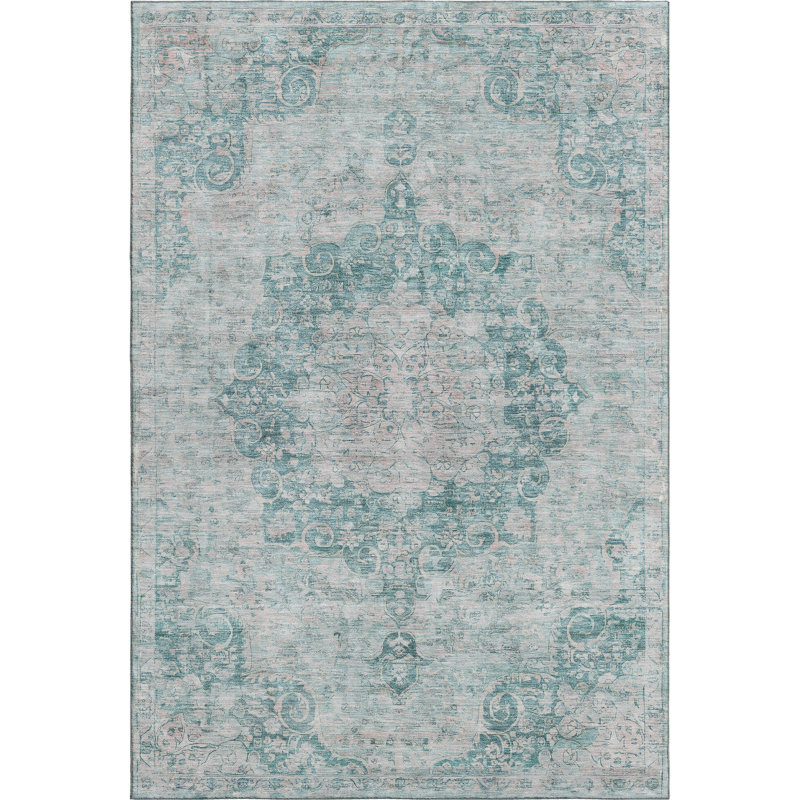 Premium Machine Washable Larock AMF1238 Global Rug, Rectangle 8' x 10'