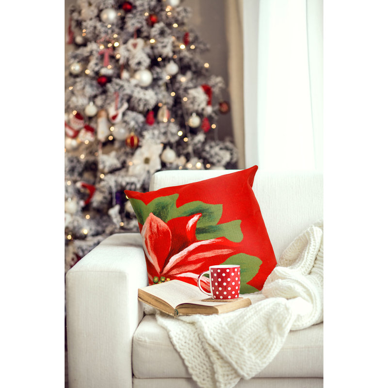 Red Polyester Round Holiday Pillow Set, 20"