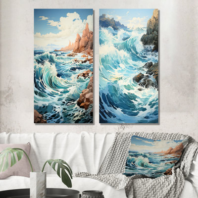 «French Bretagnes Breeze - Ocean», ensemble de 2 reproductions d'art sur toile