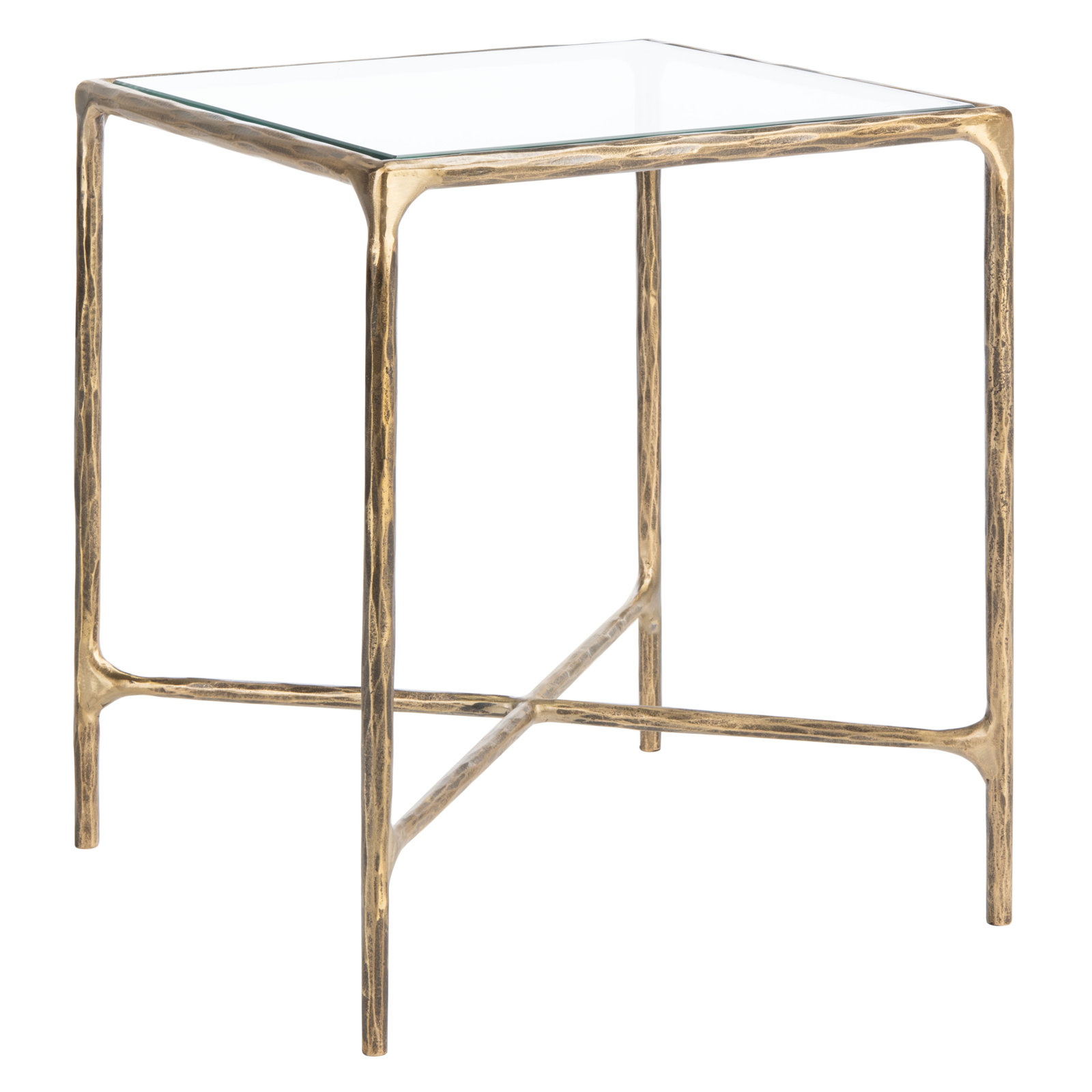 Evelynn End Table, Brass, Clear