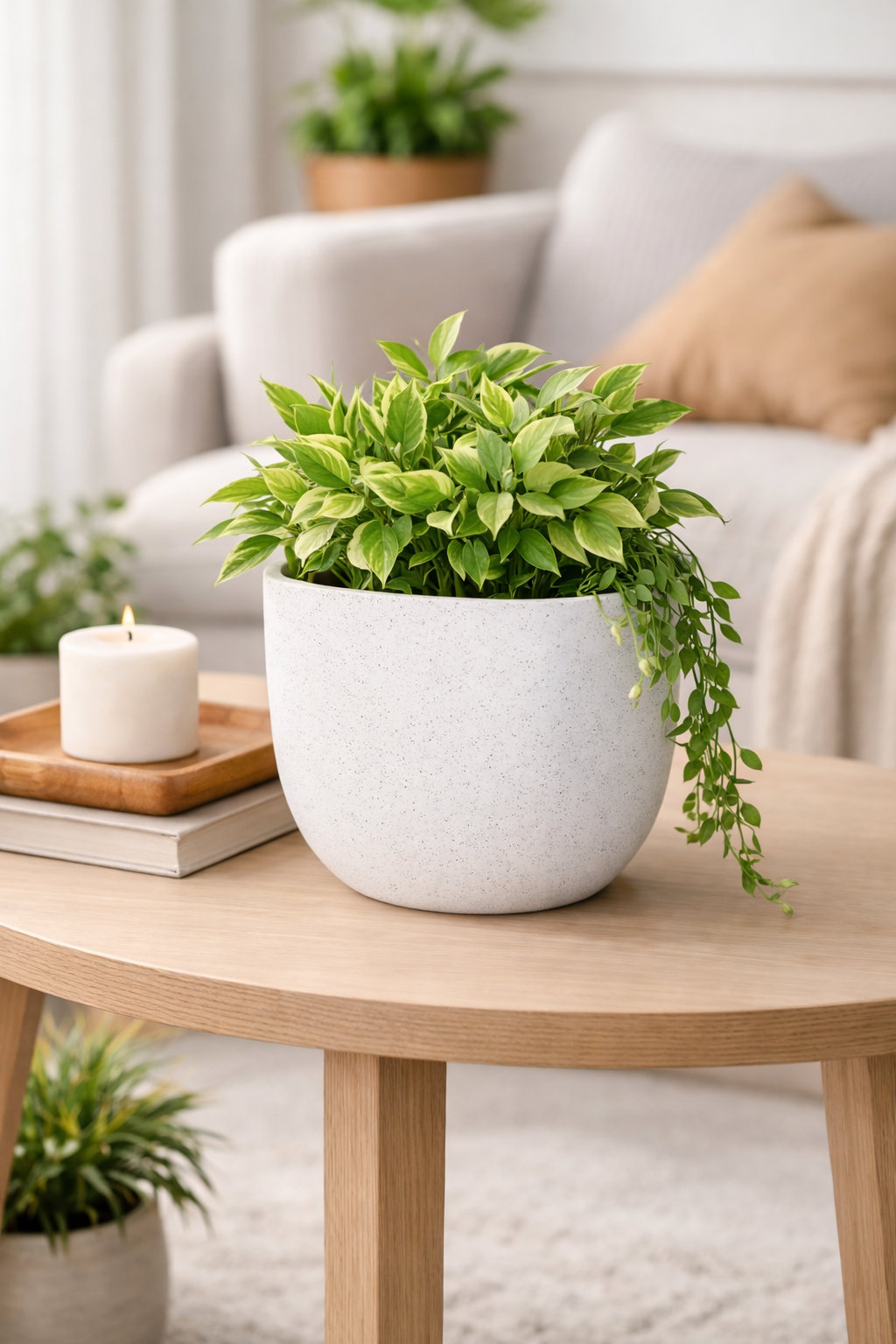 Pot Planter, Gray, 8" H x 8.5" W x 8.5" D